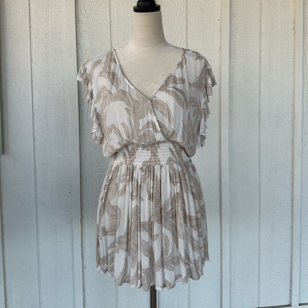 Elan Feather Romper with Ruffle Sleeves
